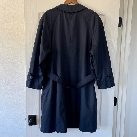 Vintage Burberry Navy Blue Belted Trench Coat Single Breasted 14L - Picture 13 of 16